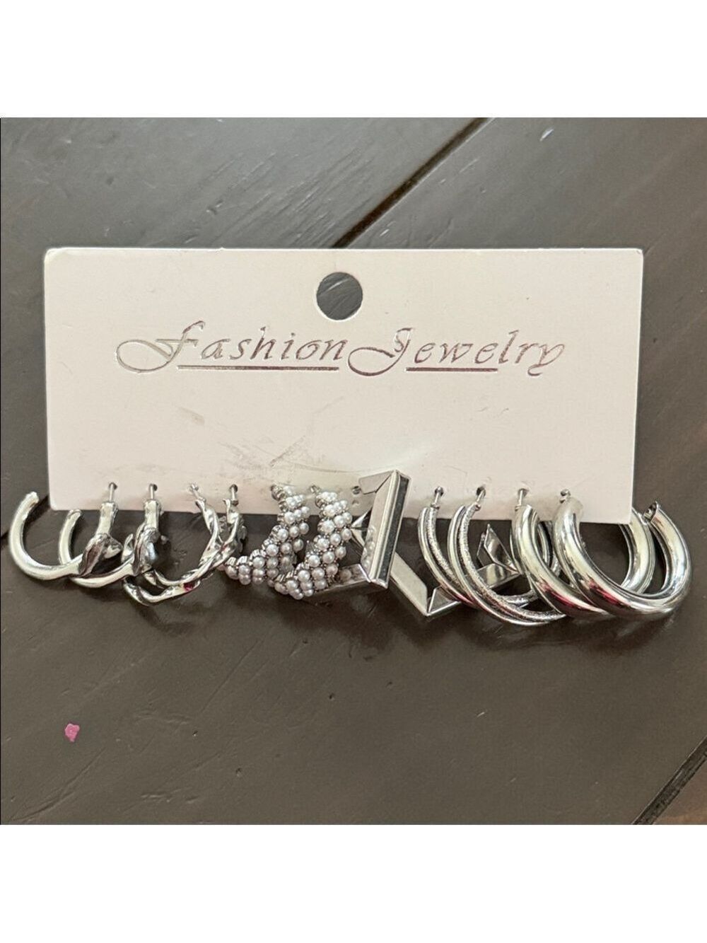 Fashion Jewelry Silver Tone Hoop Stud Earring Set